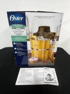 Oster 4 Quart Wooden Bucket Ice Cream Maker in orig pkg