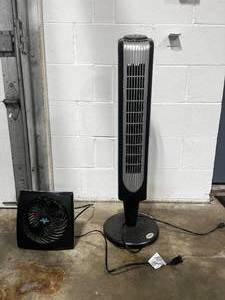 Two Fans  Floor Fan with Smaller Table Fan