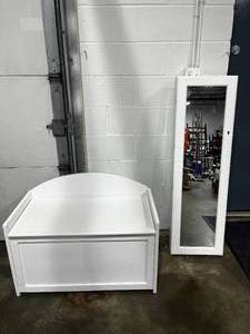 Jewlery Vanity  White Bench with Storage