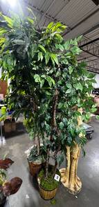 2 Faux Potted Trees - one with lights on timer (untested) and Giraffe Statue