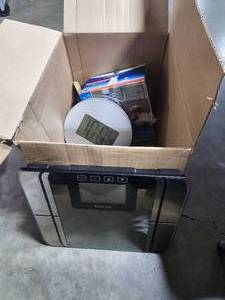 Bathroom Scale, Clock, Hamilton Beach Iron, Steam Inhaler & Various Lint Rollers