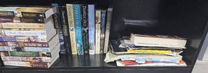 Lauraine Snelling and Danielle Steel Books with Various Atlases - Entire Shelf Goes