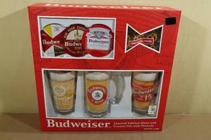 lot 43 image: Budweiser Limited Edition Glass and Coaster Set