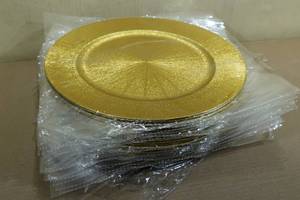 lot 157 image: 25 13 Round Reuseable Charger Plates -Gold