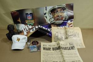 lot 181 image: Assorted Collectables - Football and Basketball Cards, Manning Poster