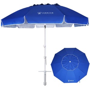 lot 126 image: AMMSUN 7 Foot Heavy Duty High Wind Beach Umbrella with Sand Anchor & Tilt