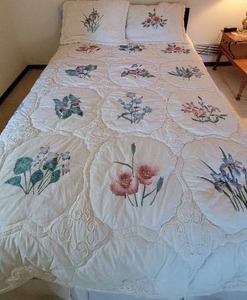 lot 38 image: Floral Applique Full Size Quilt with Pillow Shams