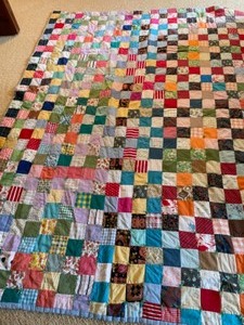 lot 176 image: Handmade Tied Patchwork Quilt