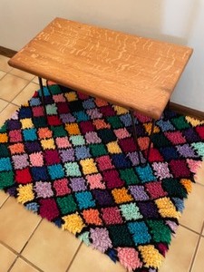 lot 173 image: Wood Table & Amazing Home Made Rug