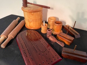 lot 168 image: Cribbage Board & Other Woodworking Items