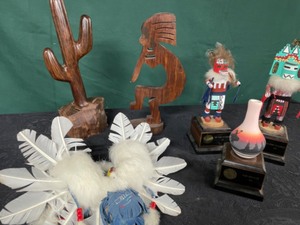 lot 86 image: Southwestern Collections with Handmade Cactus & Wooden Kokopelli