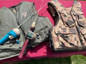 lot 264 image: Life Jackets (M & L) plus Mickey Mouse Pole for Fishing
