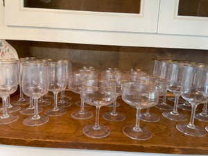 lot 115 image: Gold Rim Stemware--Wine, Sherbet, Water