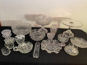 lot 116 image: Entertaining Glassware Collection with Pedestals, Pie Plates, Bowls