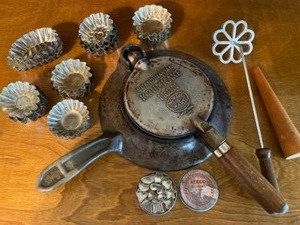 lot 198 image: ATECO Miniature Aspic Cutters & Krumkake Iron & Swedish Mini Tart Tins