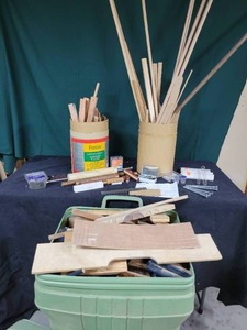 lot 188 image: Woodturning Collection plus Large Assortment of Wood Pieces in Container