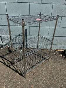 lot 16 image: Stainless Steel 3-Tier&nbspWire Storage Supply Rack - In Great Condition
