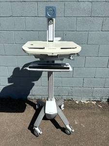 lot 18 image: MSRP $3000 Ergotron SV41-6300-0 StyleView EMR Computer Cart with Monitor Mount - Great Condition 1st pic is a stock photo - No Electronics Included