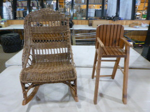 lot 88 image: Vintage Childs Wicker Rocking Chair