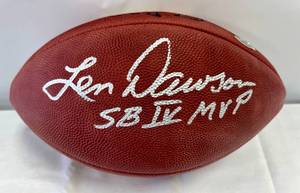 lot 4 image: Len Dawson Signed Super Bowl IV MVP Football with Tristar COA and Custom Case - Wilson Official NFL Ball - Kansas City Chiefs