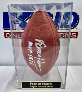 lot 9 image: Franco Harris Signed Super Bowl XI Football with Gridiron Authentics and Custom Case - Wilson Official NFL Ball - Pittsburgh Steelers