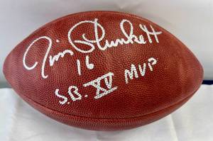 lot 13 image: Jim Plunkett Signed SB XV MVP Football with Hall of Fame Memorabilia COA and Custom Case - Wilson Official NFL Ball - Oakland Raiders
