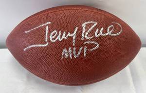 lot 21 image: Jerry Rice Signed Super Bowl XXIII MVP Football with COA and Custom Case - Wilson Official Super Bowl XXIII Football - San Francisco 49ers