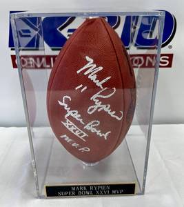 lot 24 image: Mark Rypien Signed Super Bowl XXVI MVP Football with COA and Custom Case - Wilson Official Super Bowl XXVI Football - Washington Redskins