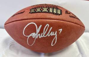 lot 30 image: John Elway Signed Super Bowl XXXIII MVP Football with COA and Custom Case - Wilson Official Super Bowl XXXIII Football - Denver Broncos