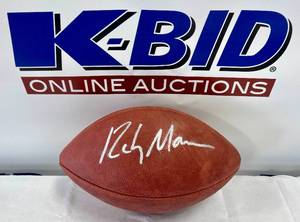 lot 14 image: Randy Moss Signed Football with COA and Custom Rookie of the Year Case - Official Wilson NFL Football - Minnesota Vikings