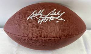 lot 39 image: Bobby Bell Signed Football and Custom Big 10 MVP  HOF Case - University of Minnesots - Wilson Official NFL Football - Kansas City Chiefs
