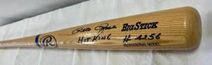 lot 42 image: Pete Rose Signed Rawlings BigStick Baseball Bat - Inscribed Hit King #4256