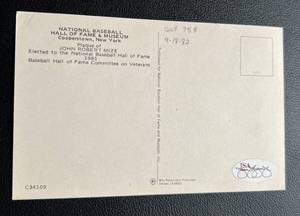 lot 35A image: Johnny Mize Signed National Baseball Hall Of Fame Plaque Card with JSA COA
