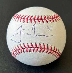 lot 48 image: Justin Morneau Signed Rawlings OMLB Selig Baseball Minnesota Twins
