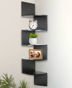 lot 4 image: Corner Shelf, Greenco 5 Tier Shelves  Espresso 646437852715