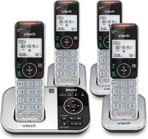 lot 5 image: vtech VS112-4 DECT 6.0 Bluetooth 4 Handset Cordless Phone for Home with Answering Machine, Call Blocking, Caller ID, Intercom and Connect to Cell (Silver & Black)