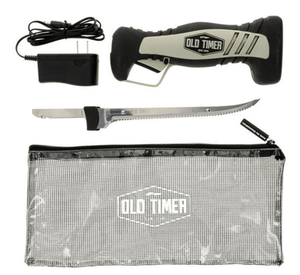 lot 6 image: Old Timer Cordless Electric Fillet Knife 8 Stainless Steel Blade GreenBlack Grip 7.2V Lithium Ion Battery