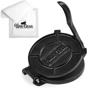lot 9 image: Uno Casa Cast Iron Tortilla Press 8 Inch - Tortilla Maker Press, Pre-Seasoned Roti Maker with 100 Pcs Parchment Paper, Heavy Duty Quesadilla Maker - Pataconera for Flour Tortilla, Tawa