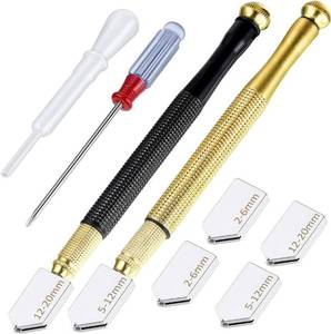 lot 18 image: 21 Pack Lot  Glass Cutter Tool Mirror Cutting Tool with 2-6 mm, 5-12 mm, 12-20 mm Glass Cutter Head and Screwdriver Oil Dropper Glove for Glass Tiles Mirror Cutting