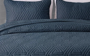 lot 25 image: WHALE FLOTILLA Whale Flotilla 3-Piece King Size Quilt SetBedspreadsCoverlets 2 Pillow Shams, Soft and Lightweight, Navy