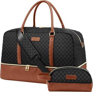 lot 30 image: Realer Travel Duffel Bag for Women, Canvas Weekender Bag with Toiletry Bag, Large Carry on Overnight Bag with Shoe Compartment, Mommy Hospital Bags for Labor and Delivery
