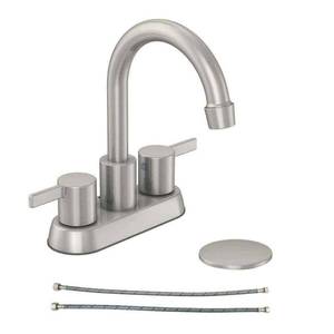 lot 33 image: Garrick 4 in. Centerset 2-Handle High-Arc Bathroom Faucet in Brushed Nickel 6974997630097