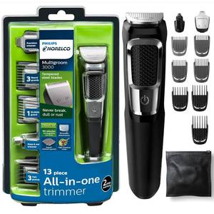 lot 37 image: 0750 Philips Norelco Multi-Groomer All-in-One Trimmer Series 3000, 13 Piece Mens Grooming Kit,  NO Blade Oil Needed