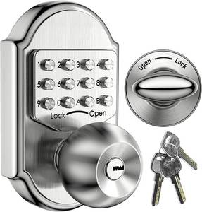 lot 38 image: Keyless Entry Door Lock - Door Locks with Keypads, Deadbolt Lock Keypad Door Knob, Stainless Steel (Pass Code or Key) 100% Mechanical, No Electronic Gray