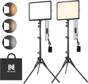 lot 49 image: 2-Pack Photography Lighting Kit, NiceVeedi 22W LED Video Light Kit, 2900-7000K Studio Light with Tripod Stand