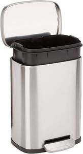 lot 57 image: Rectangle Soft-close Trash Can  Stainless Steel, 5 L 1.32 Gallon, Satin Nickel Finish, 7.3 x 8.5 x 11.8 inches