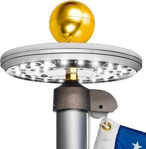 lot 60 image: Deluxe Flag Pole Light Solar Powered - 1300 Lumen Solar Light for Flagpole - Light Up American Flag Outdoor with Solar Flag Pole Light from Dusk to Dawn for 12 Hours - 100% Coverage Silver Flag Light