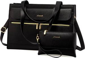 lot 69 image: LOVEVOOK Laptop Bag for Women 15.6 Inch Laptop Tote Work Bag Professional Leather Computer Briefcase Waterproof