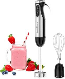 lot 71 image: Bonsenkitchen Immersion Handheld Blender with Whisk, 20-Speed & Turbo Mode Hand Blender Stick 500W, 304 Stainless Steel Hand Blender for Soup, Smoothie, Puree, Baby Food