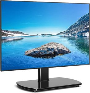 lot 65 image: Universal Swivel Table Top TV Stand Base Replacement for 27 32 37 39 40 43 49 50 55 60 Inch LCD LED Flat Screens up to 88 lbs., Height Adjustable Pedestal TV Mount with Tempered Glass Base